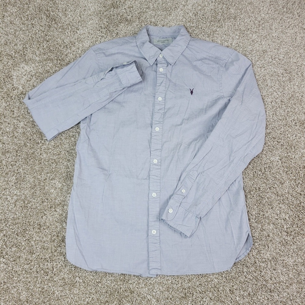 Allsaints Mens Medium Solid Gray Button Down Long… - image 2